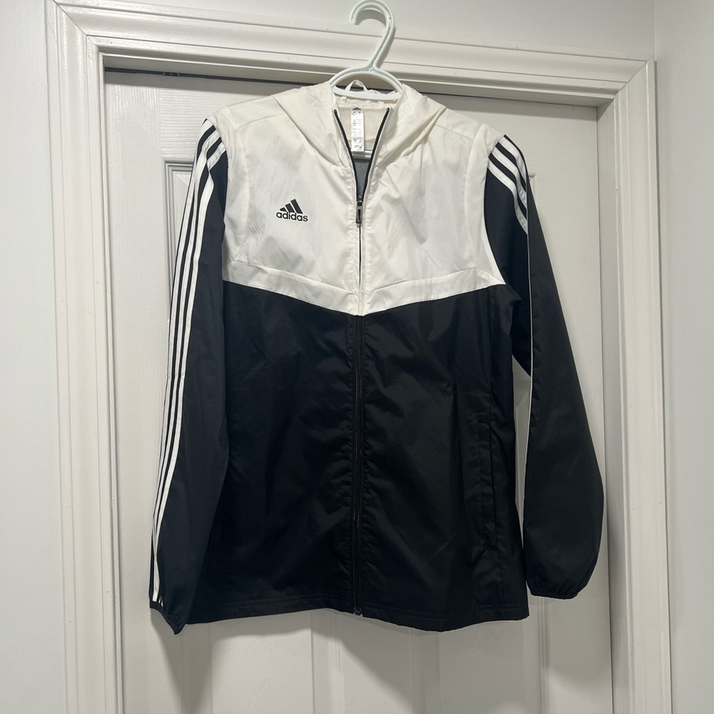Adidas Cream Hooded Rain Jacket Material